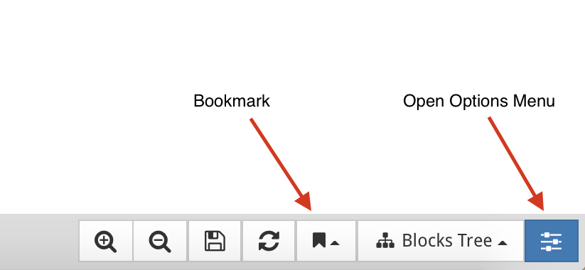 image showing bookmark and options menu buttons