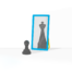 Showing a Chess pawn looking at a mirror, the reflection is a king